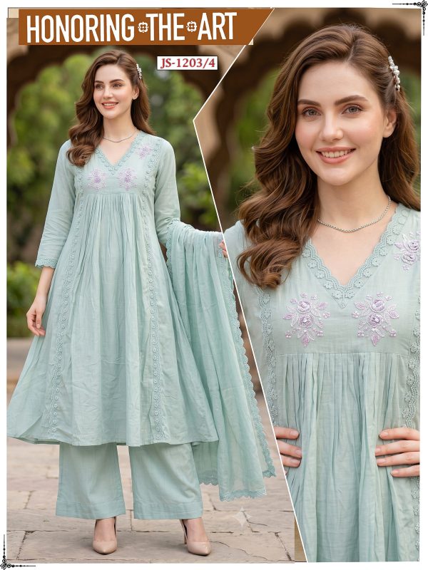 Light Blue Mul Cotton Kurta Set