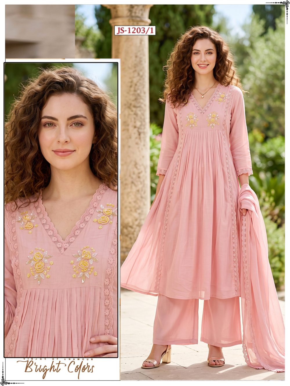 Light Pink Mul Cotton Kurta Set