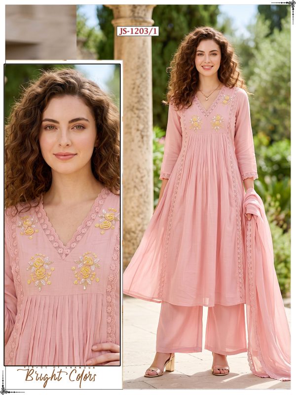 Light Pink Mul Cotton Kurta Set