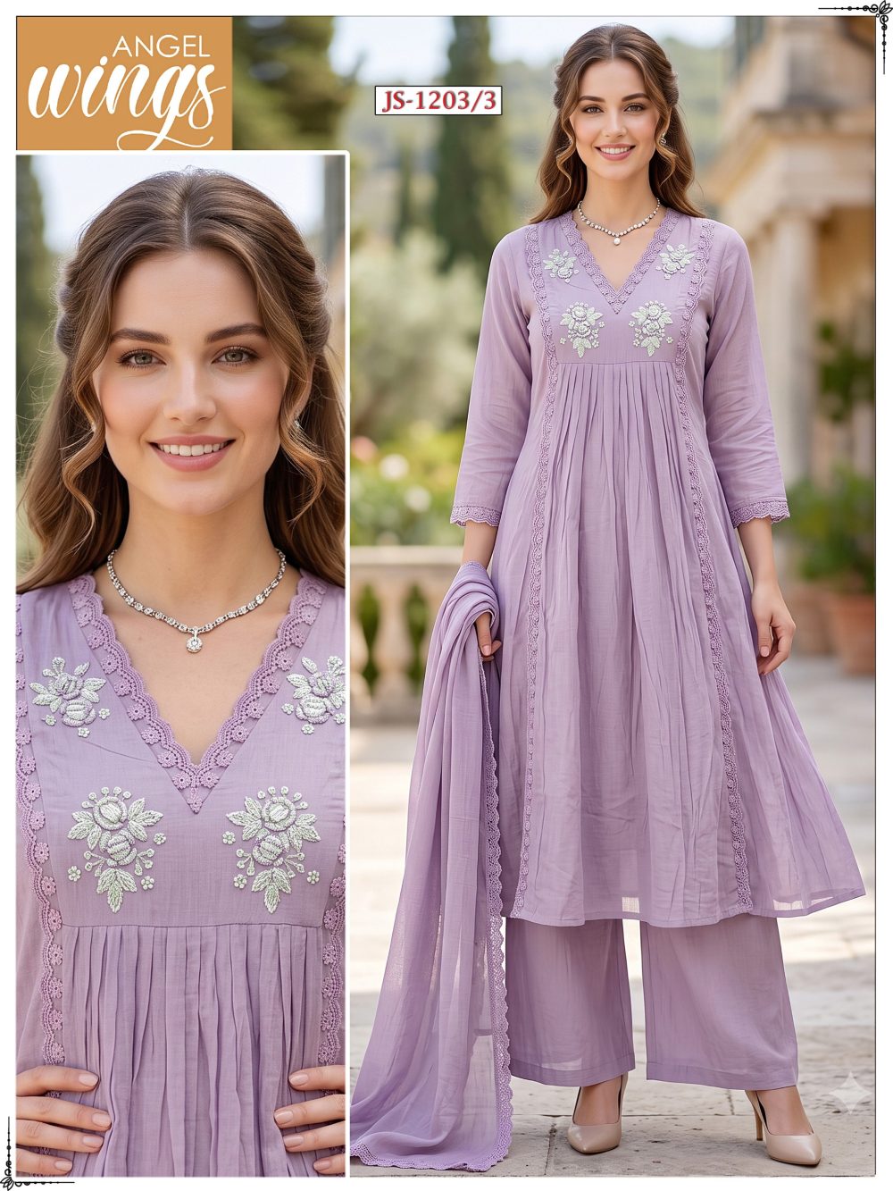 Light Purple Mul Cotton Kurta Set