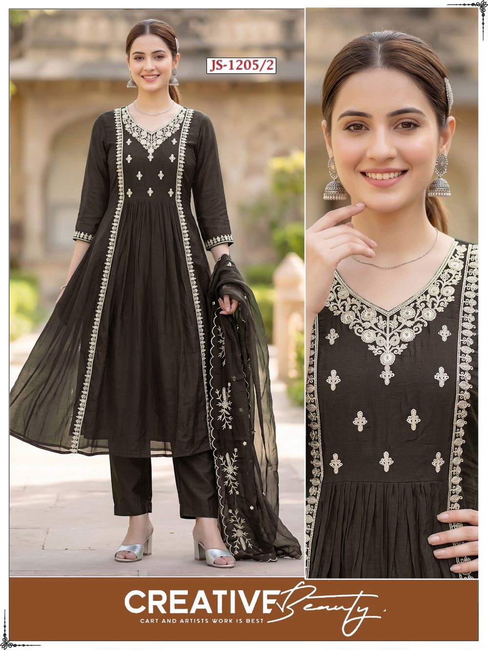 Dark Green Mul Chanderi Kurta Set