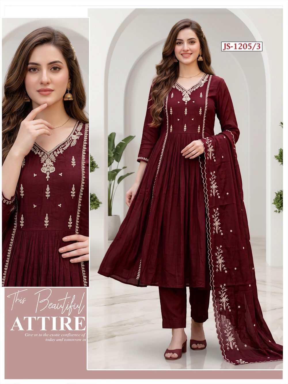 Maroon Mul Chanderi Kurta Set
