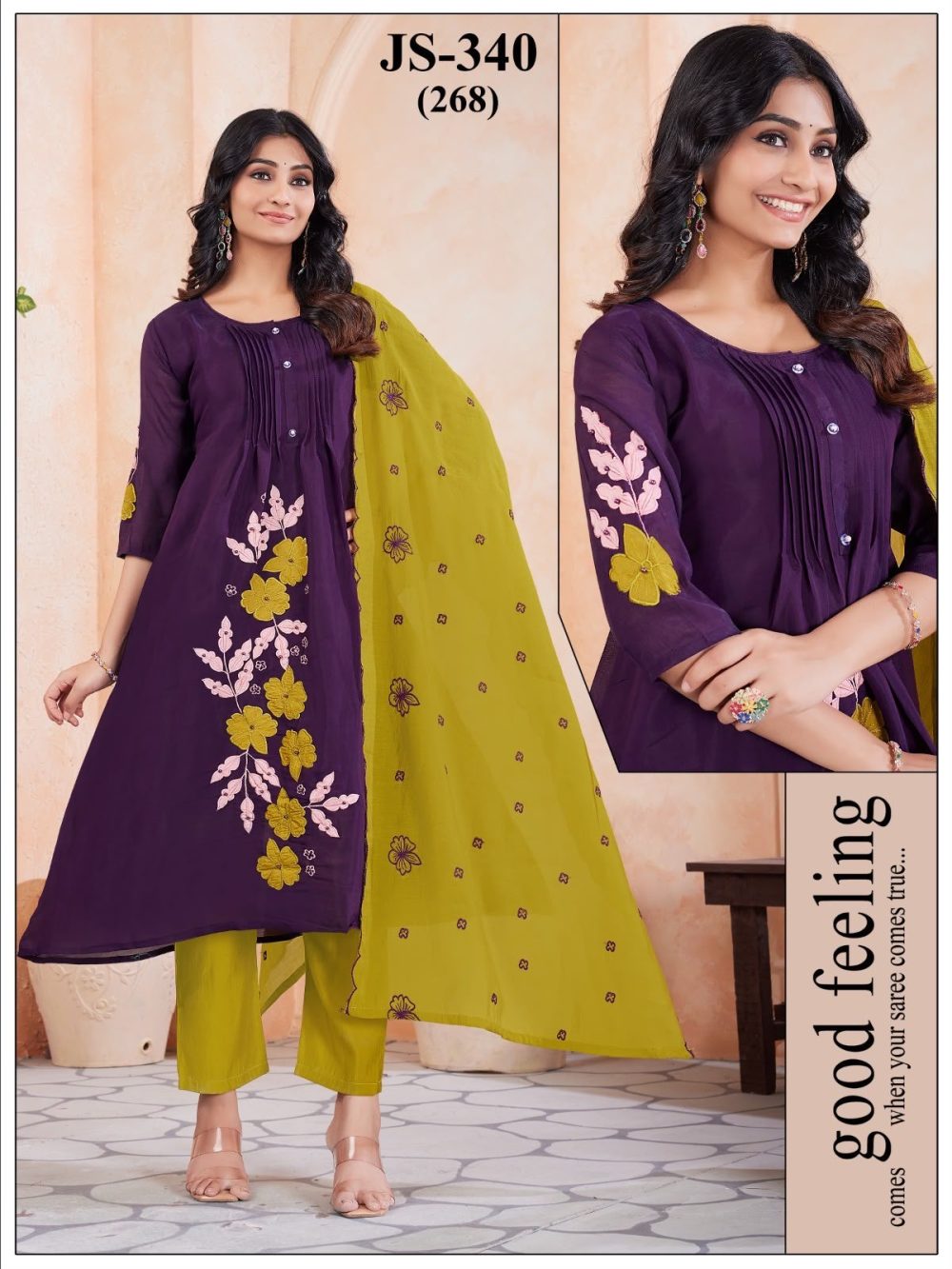 Purple Mul Cotton Kurta Set