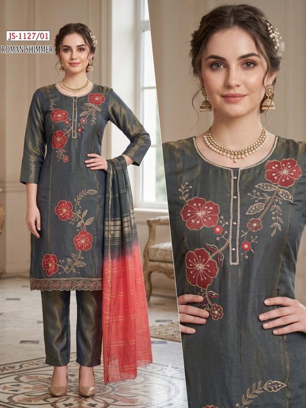 Grey Roman Shimmer Kurta Set