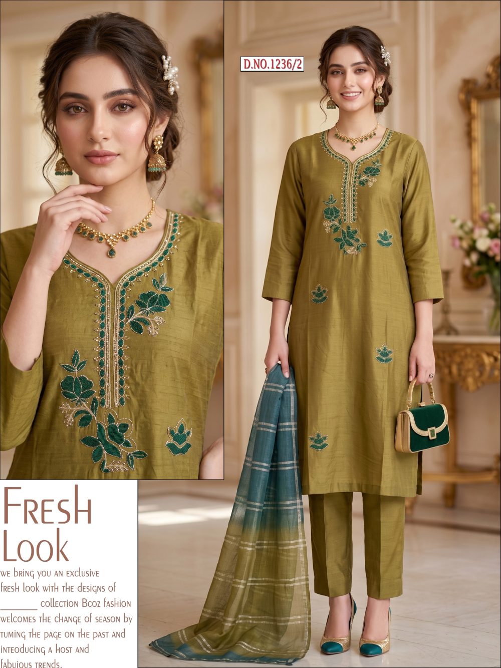 Mustard Yellow Embroidered Glass Roman Kurta Set