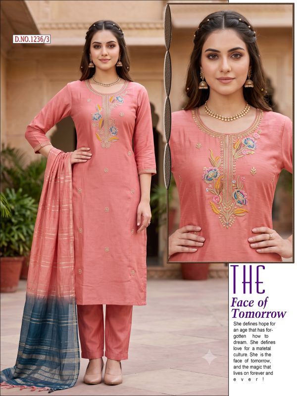 Dusty Pink Embroidered Rangeela Kurta Set