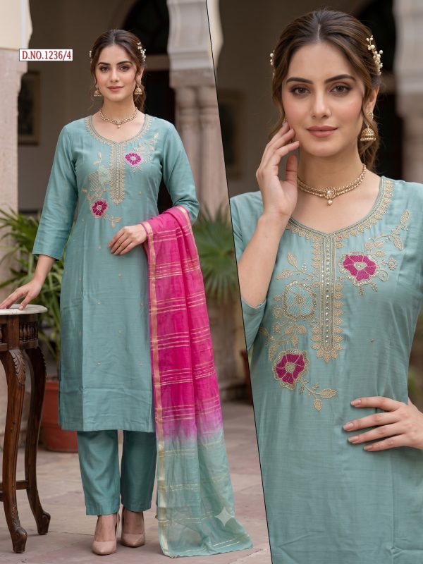 Light Blue Embroidered Rangeela Kurta Set