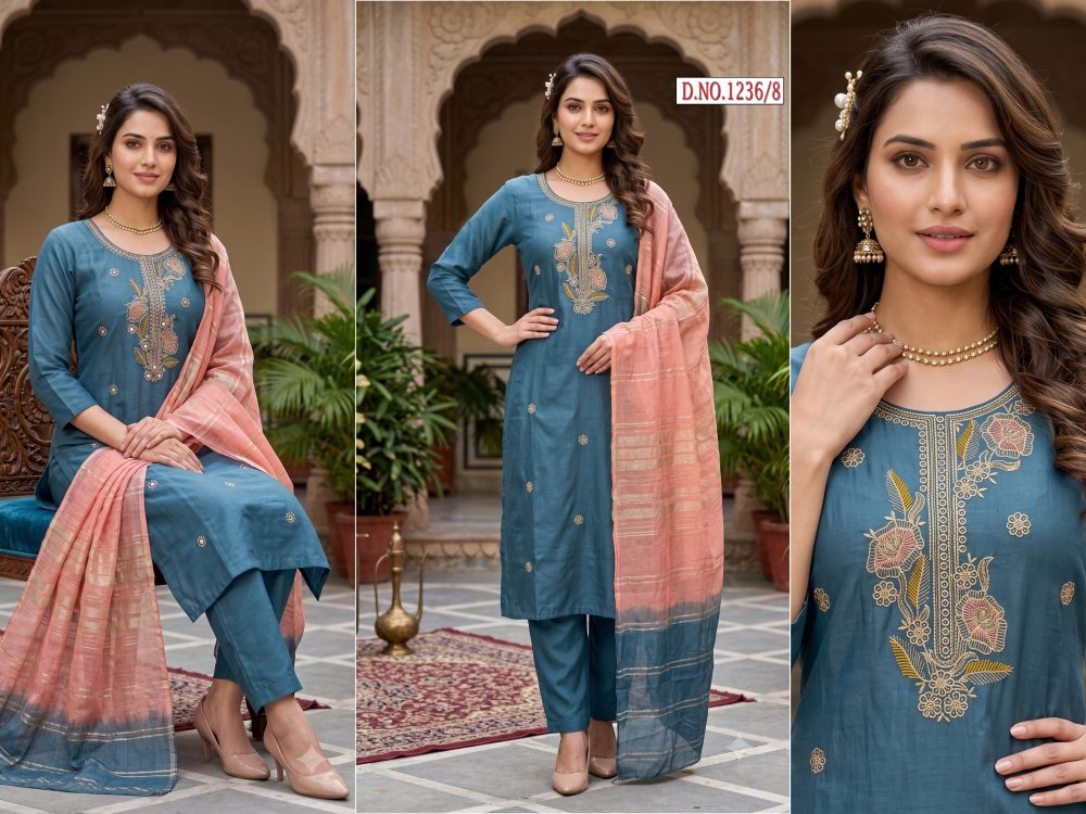 Blue Embroidered Rangeela Kurta Set
