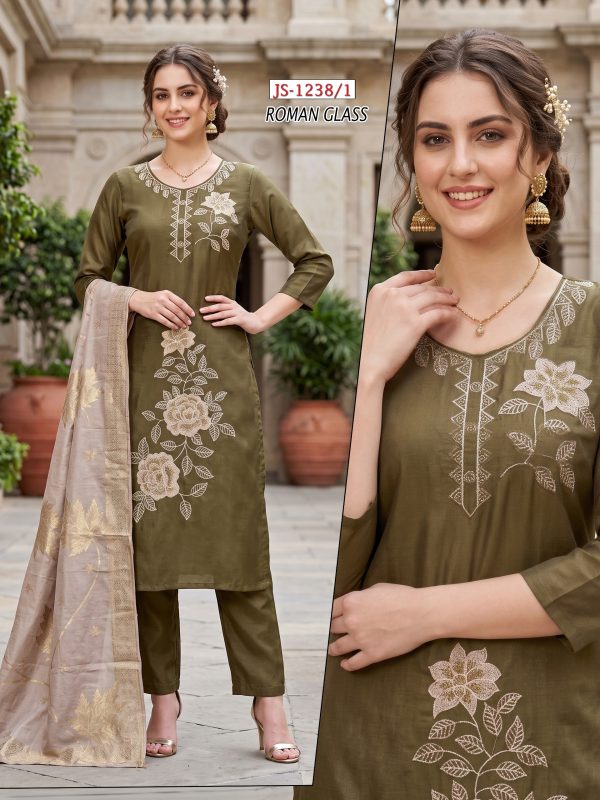 Teal Blue Glass Roman Kurta Set