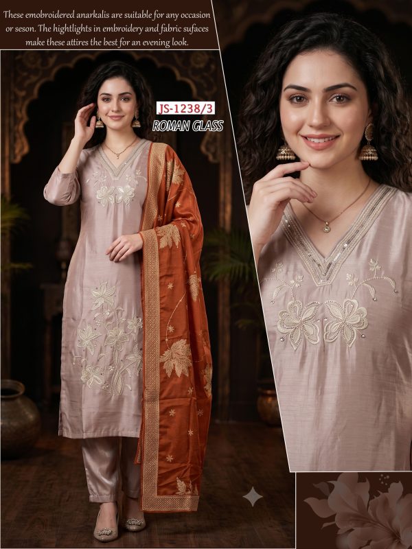 Beige Glass Roman Kurta Set