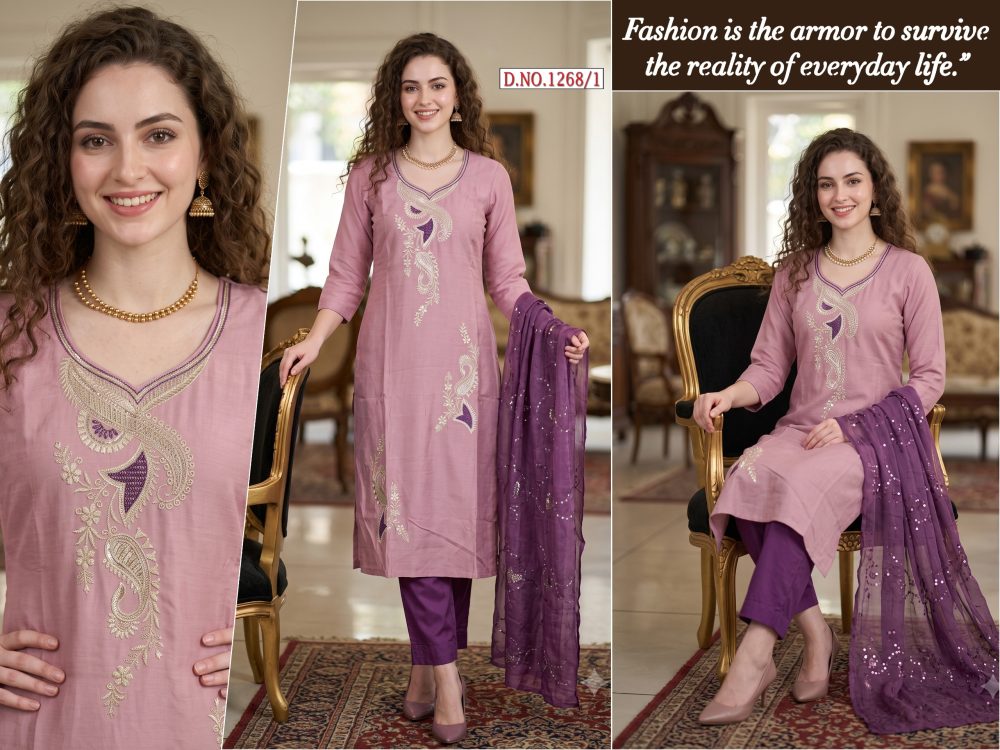 Lavender Embroidered Rangeela Kurta Set
