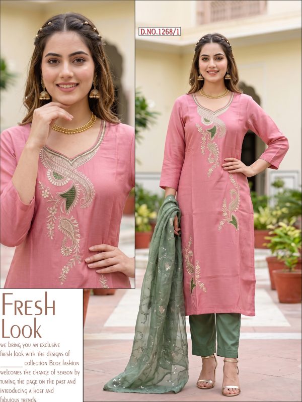 Dusty Pink Embroidered Roman Kurta Set