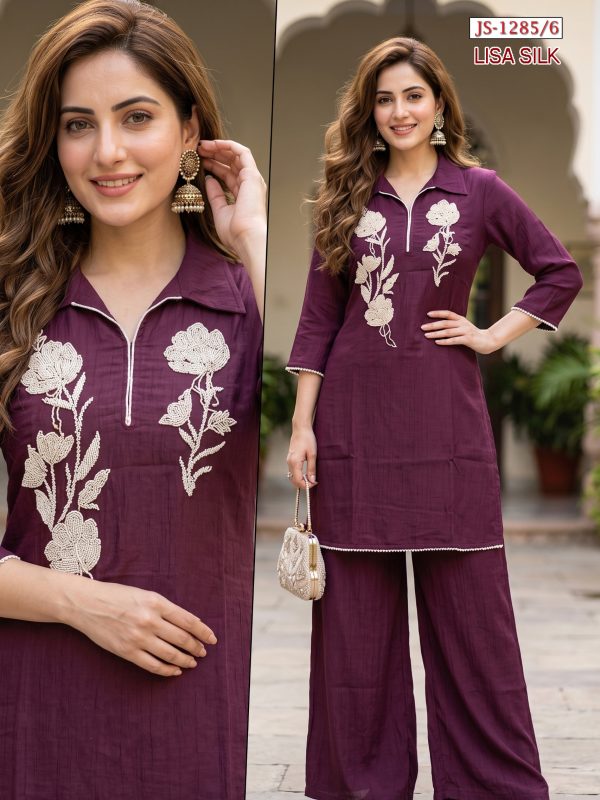 Dark Purple Lisa Silk Co-ord Set