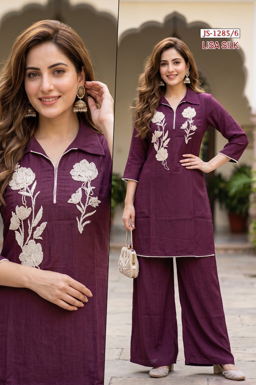 Dark Purple Lisa Silk Co-ord Set