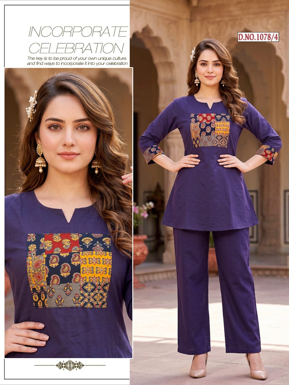 Dark Purple Dabu Cotton Co-ord Set