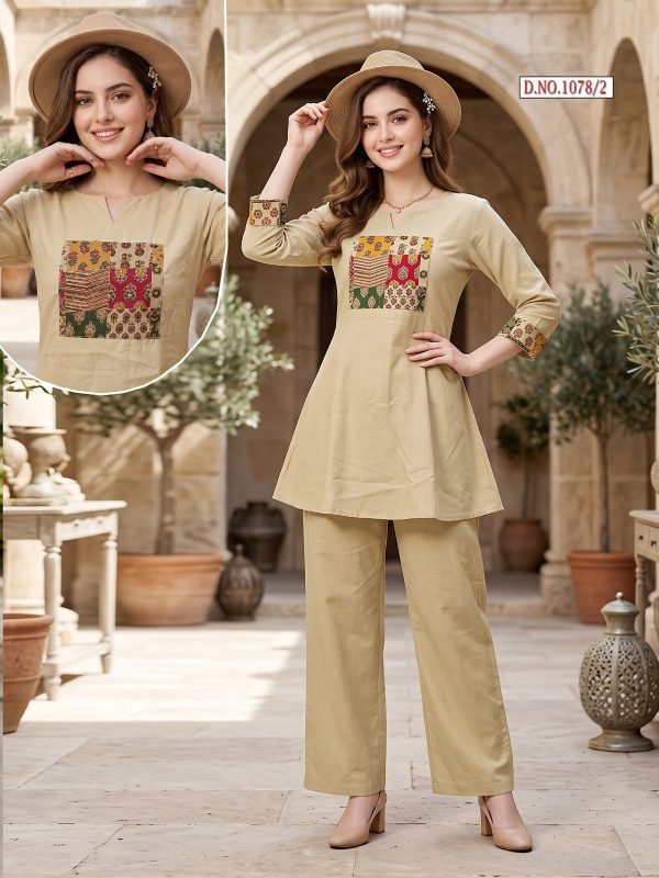 Beige Dabu Cotton Co-ord Set