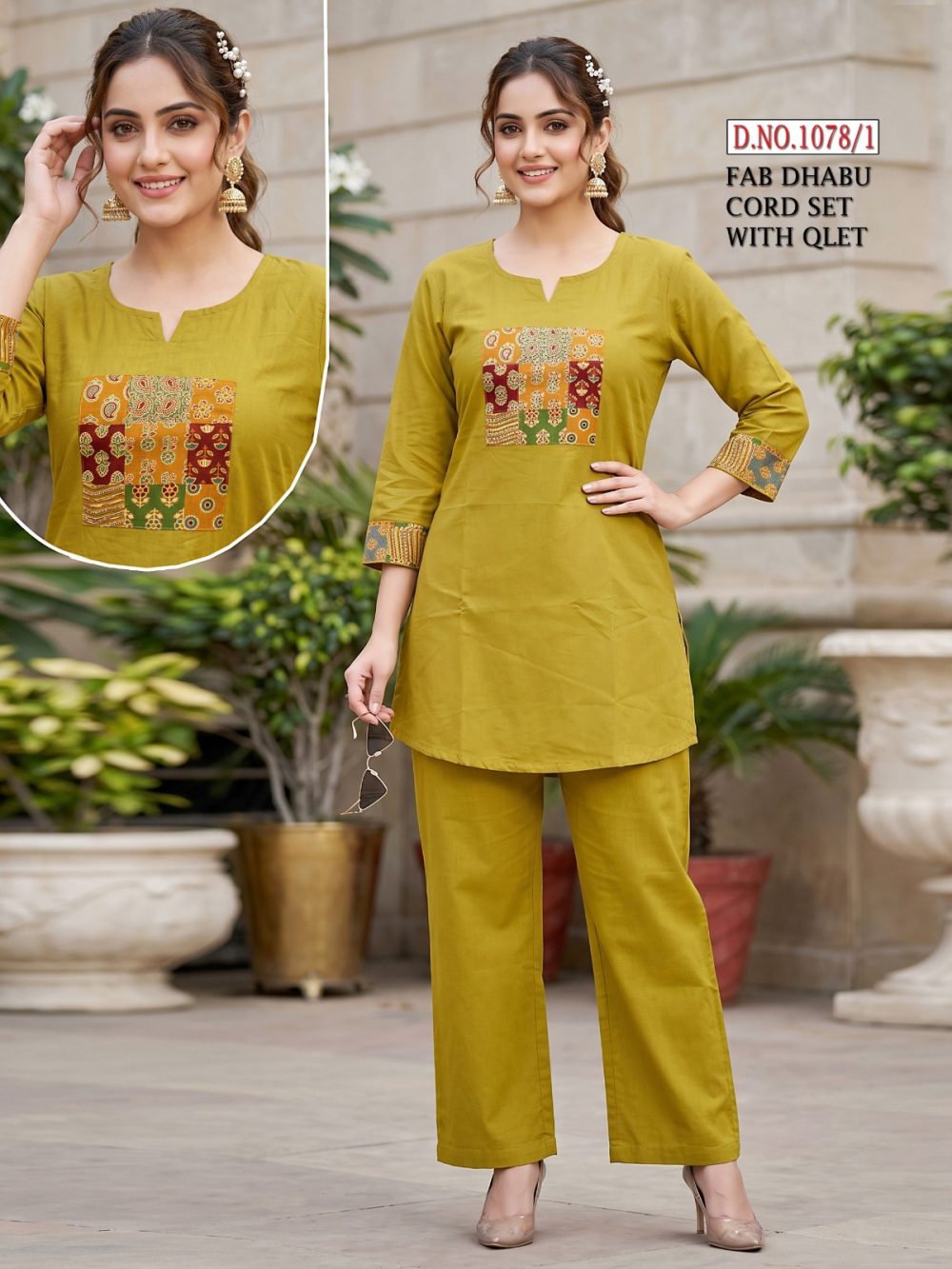 Yellow Dabu Cotton Co-ord Set